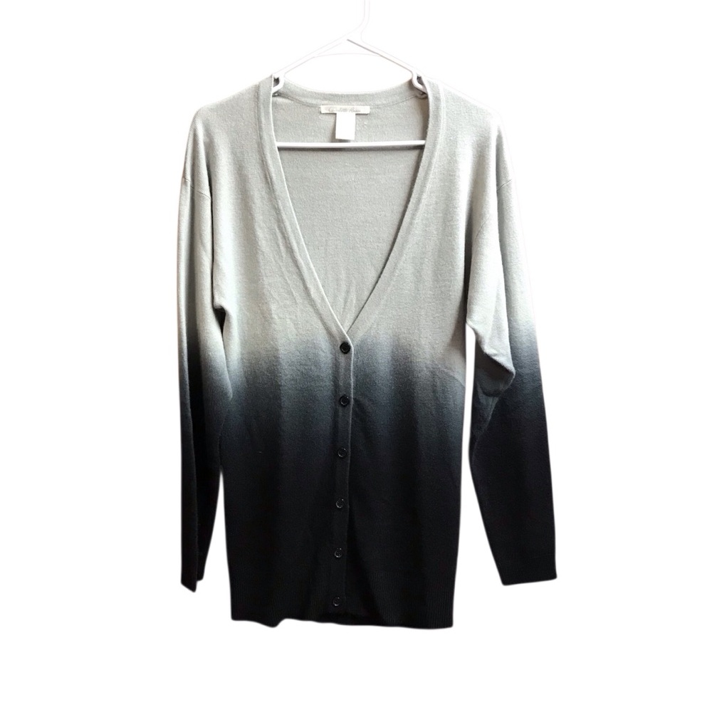 Charlotte Russe Womens Size Small Sweater Ombré Gray to Black Button Cardigan